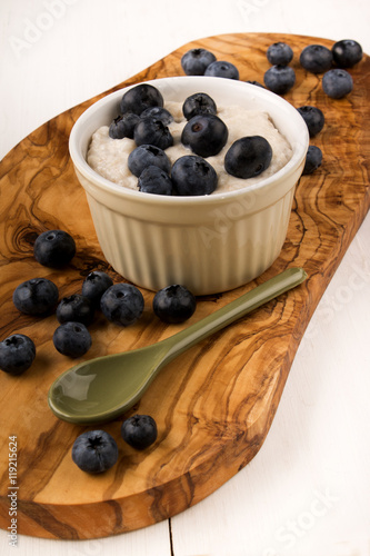  irish oatmeal boiled with milk and blueberries
