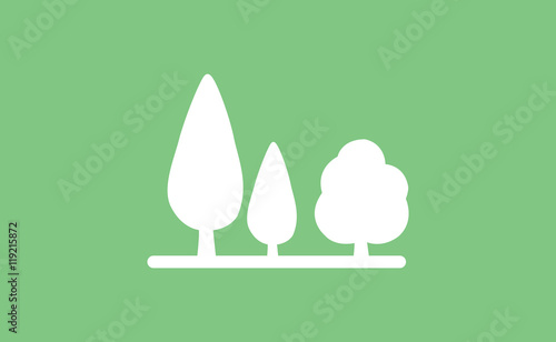 Vector white trees symbol icons on flat background