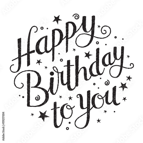 "HAPPY BIRTHDAY" Card in hand drawn faux calligraphy