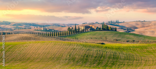 Panoramic view of Tuscany countryside landscape