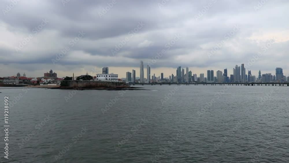 Panama City Skyline from cinta costera the old and new city Panama City Skyline from cinta costera the old and new city