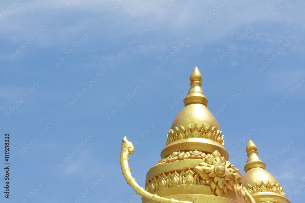 Double Thai Pagoda with sky