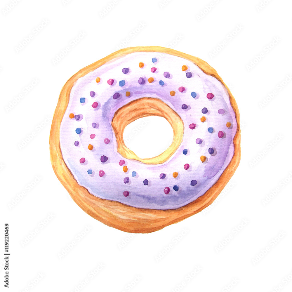 Watercolor sweet glazed donut Watercolor sweet glazed donut