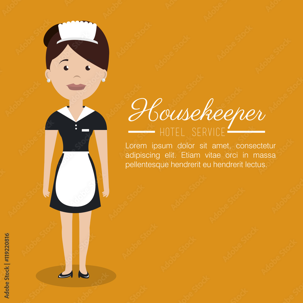 housekeeper service hotel isolated icon vector illustration design