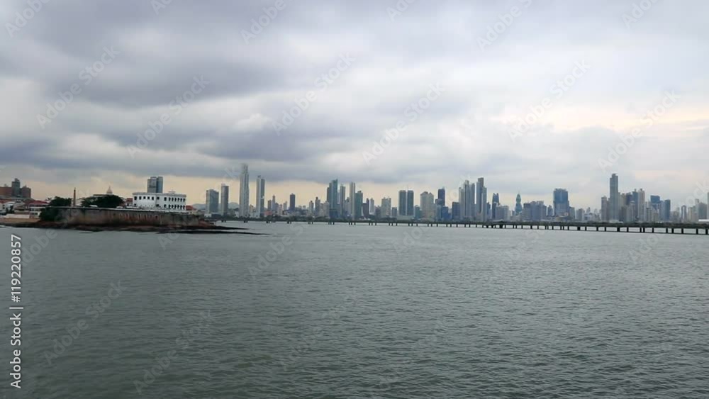 Panama City Skyline from cinta costera the old and new city Panama City Skyline from cinta costera the old and new city