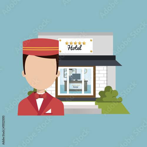 bellboy service hotel isolated icon vector illustration design
