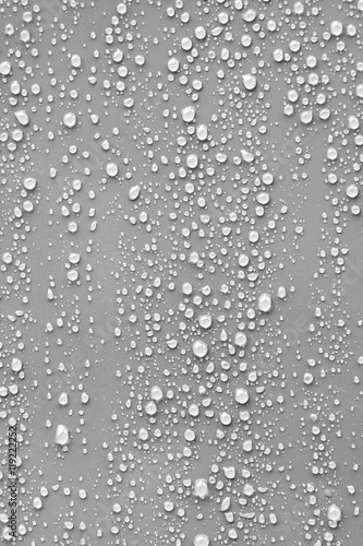 Water drop on grey background.