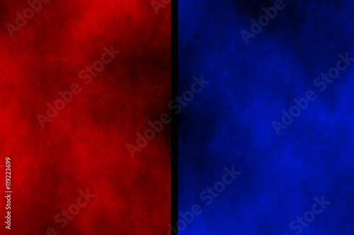 Illustration of red and dark blue divided smoky background