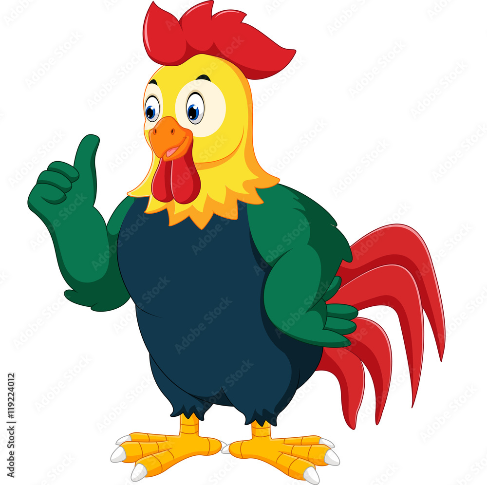 Rooster cartoon giving thumb up