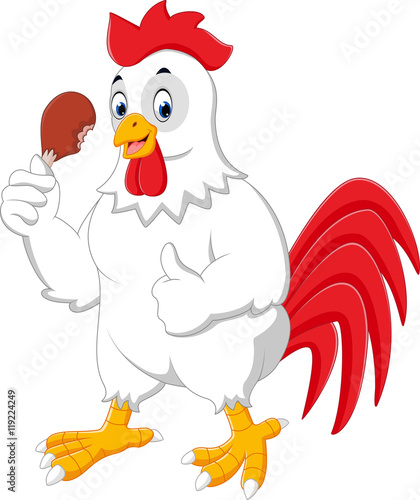 Cartoon rooster eating