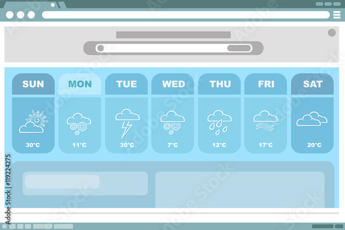 Weather blue forecast with icons interface