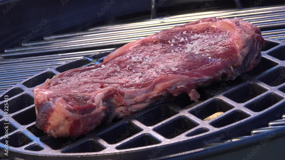 Roasting T-Bone Steak on Barbecue Grill Roasting T-Bone Steak on Barbecue Grill