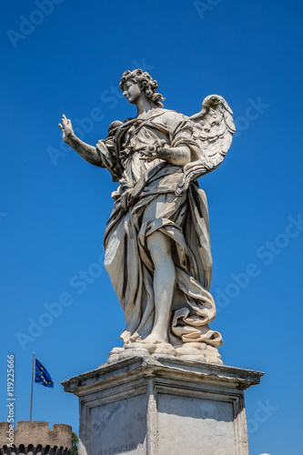 Angelo Bridge (Bridge of Hadrian, 134 AD) with ten angels. Rome.