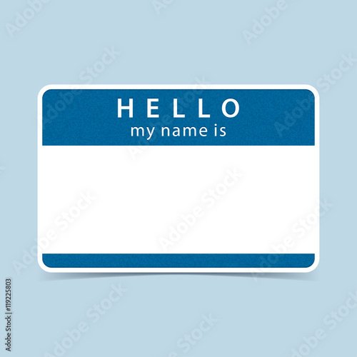 Blue tag sticker HELLO my name is