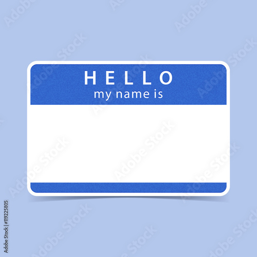 Blue tag sticker HELLO my name is