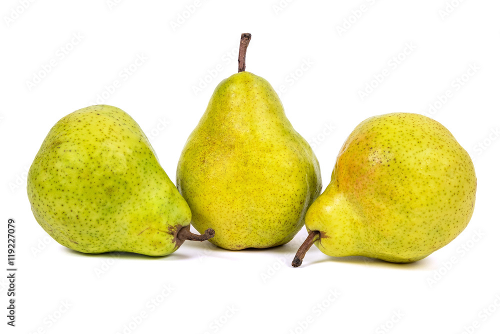 Three fresh pears on white background Three fresh pears on white background