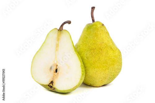 Two fresh pears on white background