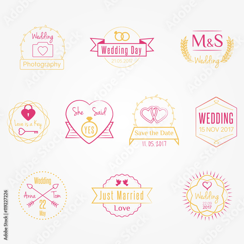 Wedding Party Invitation Vector Badges Labels Logos © backgroundstore