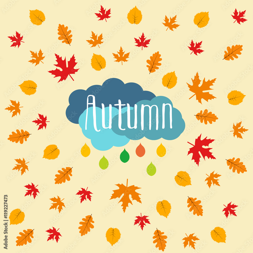 Autumn falling maple and oak leaves, pattern, isolated on white background Autumn falling maple and oak leaves, pattern, isolated on white background