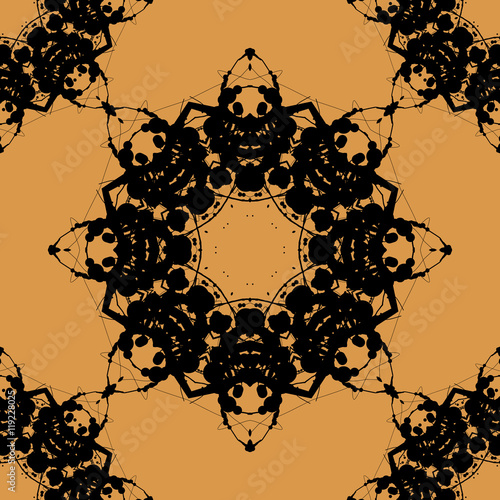 Print Based on Rorschach inkblot test. Abstract seamless pattern. For fabric, wallpaper, print, warping paper and so on