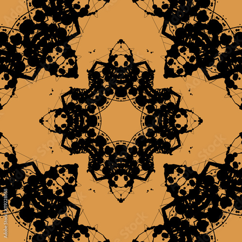 Print Based on Rorschach inkblot test. Abstract seamless pattern. For fabric, wallpaper, print, warping paper seamless drowing
