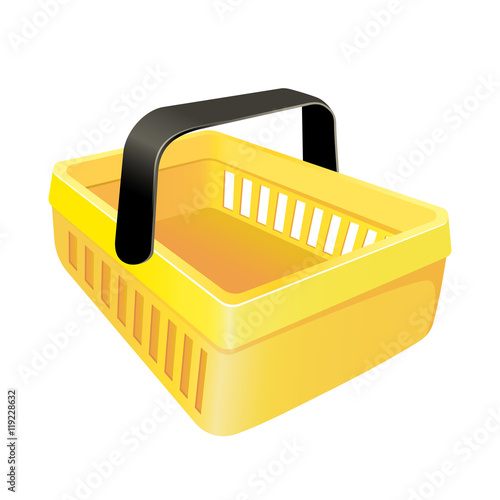 Yellow shopping basket on white background vector illustration for web