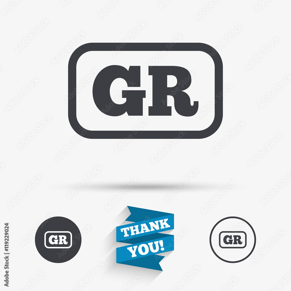 Greek language sign icon. GR Greece translation Greek language sign icon. GR Greece translation