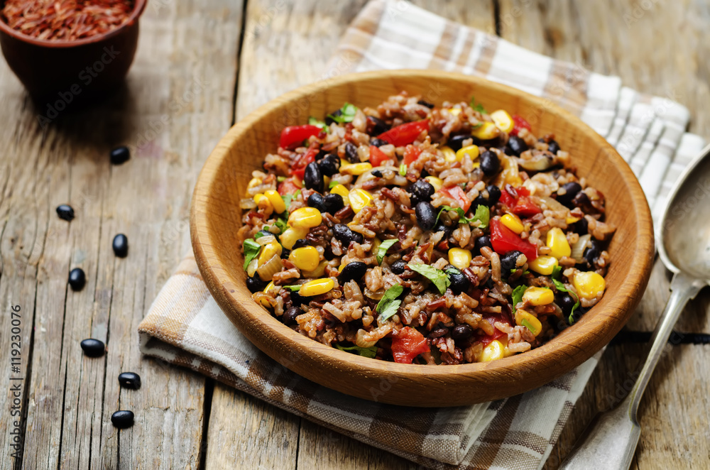 black beans corn white and red rice black beans corn white and red rice