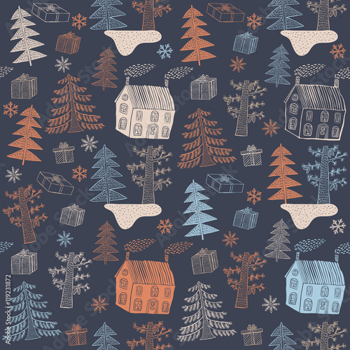 pattern with houses