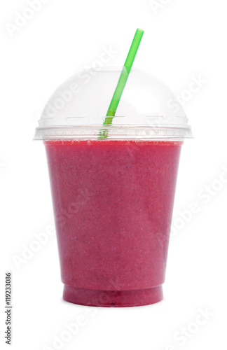 Berry smoothie in plastic  cup
