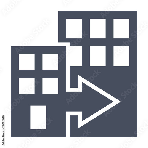 Mergers and acquisitions concept with office buildings.