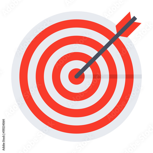 Arrow hit goal ring in red target.