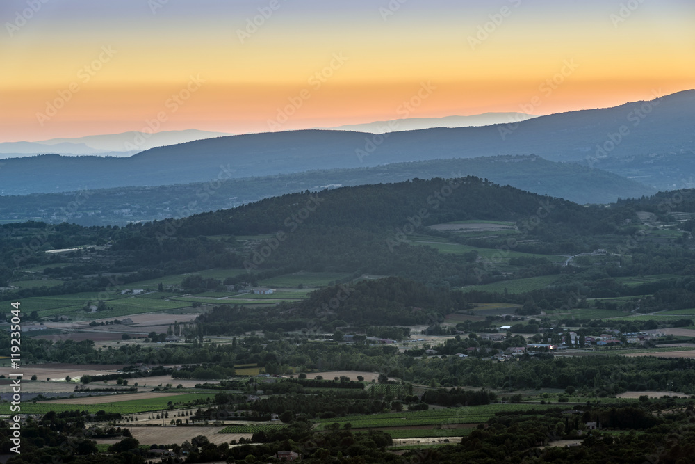 Provence landscape at sundown
