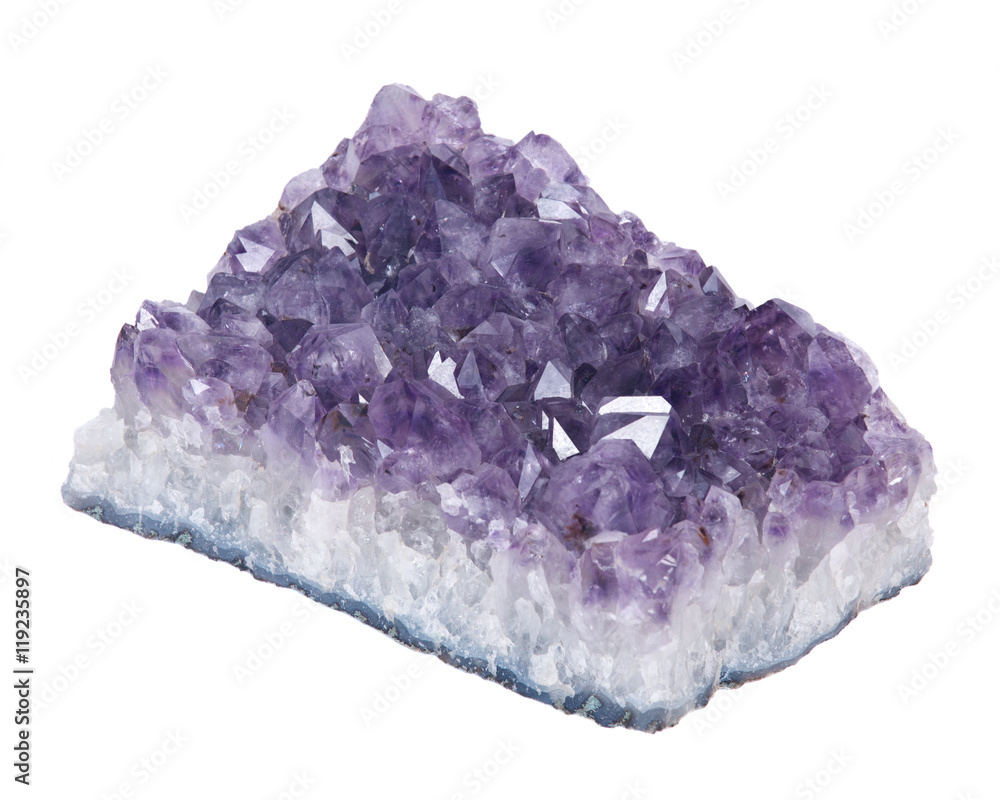 Fototapeta premium Quartz purple gemstone amethyst separated on white background