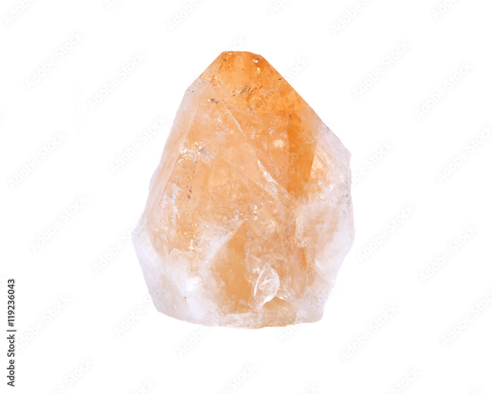 Citrine healing stone separated on white background