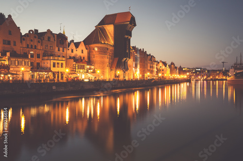 Gdansk,Poland-September 19,2015: old town and famous crane, Poli