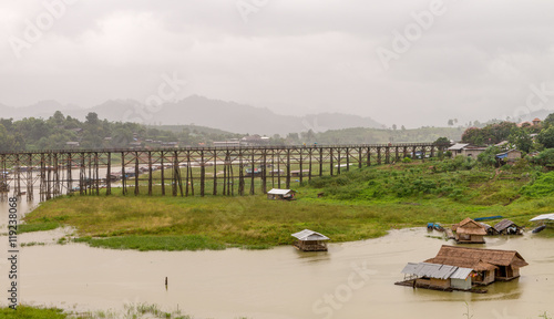 Mon Bridge in Sangklaburi District, Kanchanaburi Thailand Aug 2016 photo