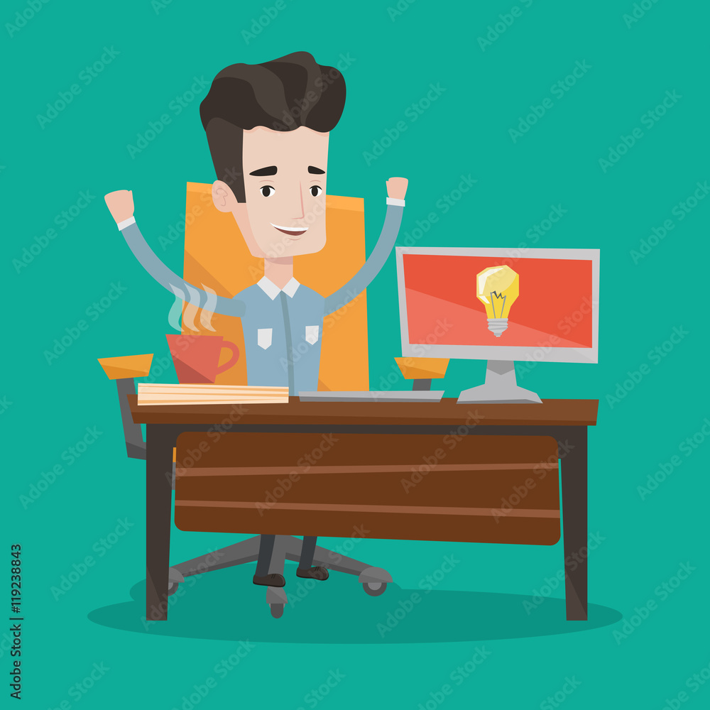 Creative excited businessman having business idea. Creative excited businessman having business idea.