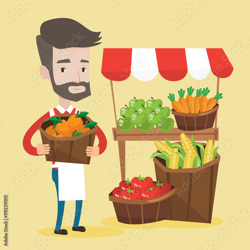 Street seller with fruits and vegetables.