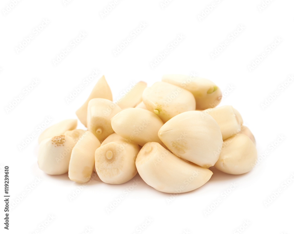 Pile of peeled garlic isolated Pile of peeled garlic isolated