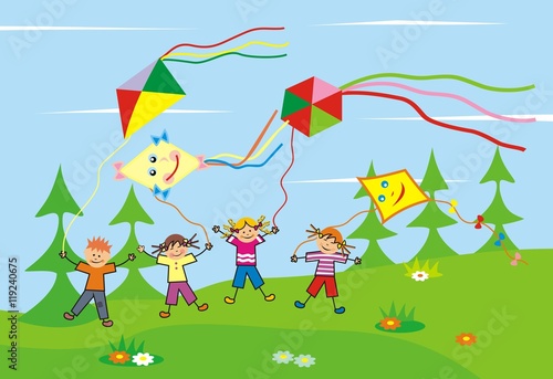 children and kites