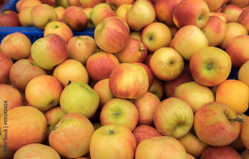 Yellow red apples for sale at city merket
