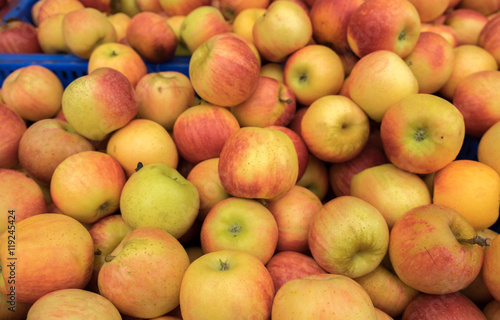 Yellow red apples for sale at city merket