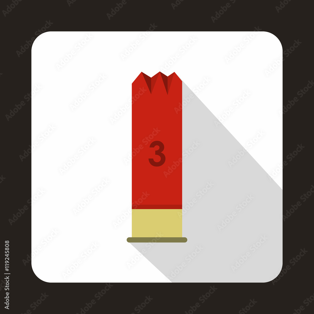 Fototapeta premium Ammo from hunting gun icon in flat style with long shadow