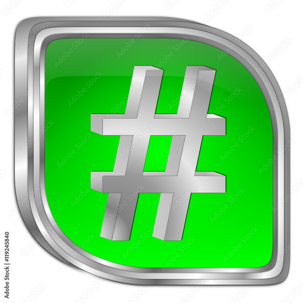 Obraz premium Hashtag Button - 3D illustration