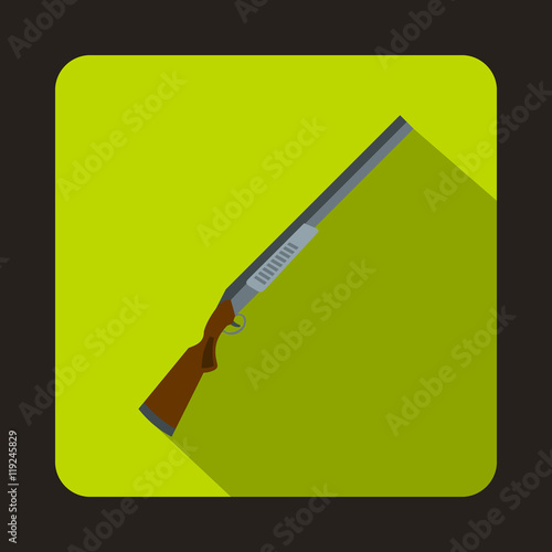 Hunting rifle shotgun icon in flat style with long shadow