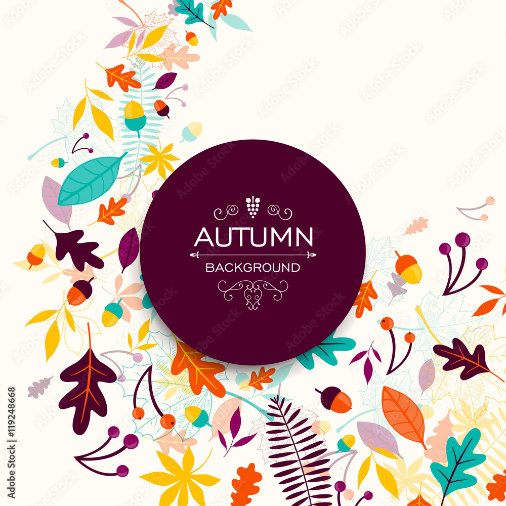 Vector Illustration of an Autumn Design with Autumnal Leaves