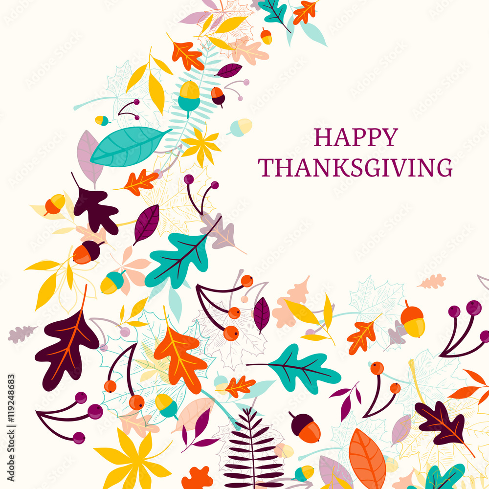 Vector Illustration of a Thanksgiving Design with Autumnal Leaves Vector Illustration of a Thanksgiving Design with Autumnal Leaves