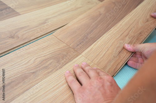 Installing laminate flooring fitting the next piece