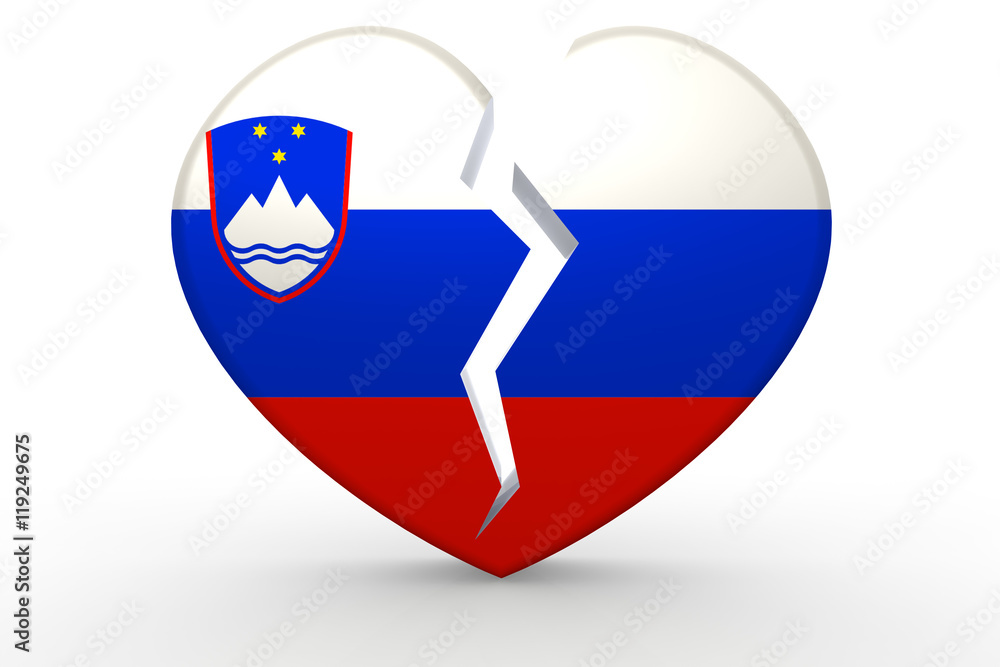 Broken white heart shape with Slovenia flag Broken white heart shape with Slovenia flag